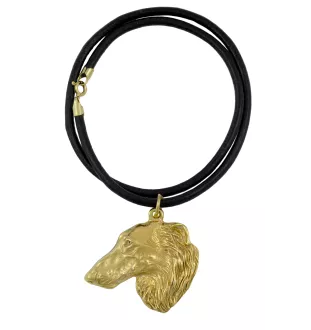 Barzoi, Levrier De Chasse Russe, Lévrier russe - porte-clés et collier avec chien dans une boîte, produit plaqué or de haute qualité, marque Art-Dog