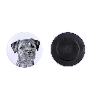 Border Terrier Magnet mit einem Hundepfotenabdruck, außergewöhnlich leicht, starker Magnet, handgefertigtes Produkt der Marke Art-Dog