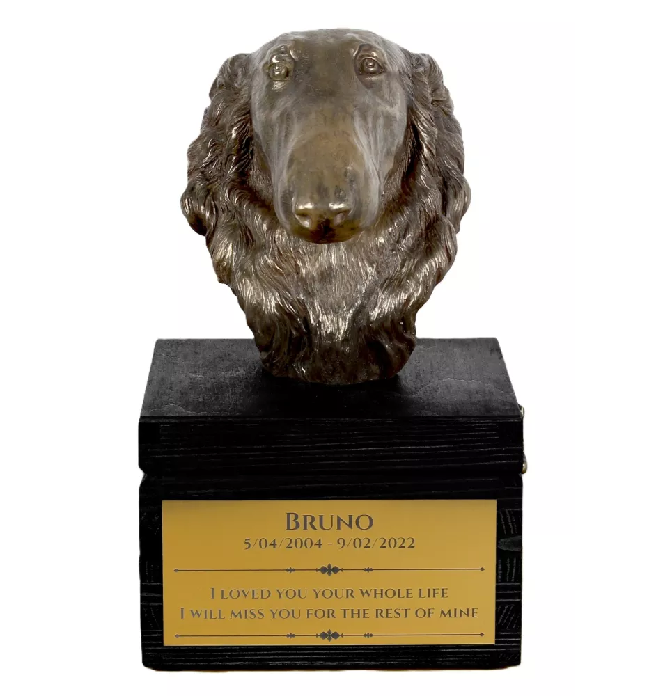 Borzoi, Russian Hunting Sighthound, Russian Wolfhound - an urn with an engraving and a sculpture of a dog, a handmade product by the Art-Dog brand.