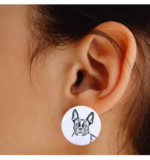 Terrier de Boston, Boston Terrier - boucles d'oreilles uniques avec un chien, votre animal de compagnie sur un porte-clés, marque propre Art-Dog