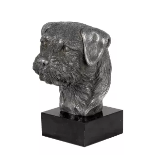 Border Terrier - figurine en marbre, recouverte de métal argenté, fabriquée à la main, marque Art-Dog