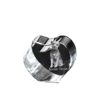 Border Terrier - Hundebild im Kristall, Kristallherz, einzigartiger Bilderrahmen der Marke Art-Dog