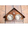 Border Terrier - wooden stand with bowls for a dog, decorative dog bowls, a gift for adopting a dog from the Art-Dog brand