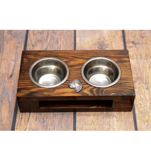 Border Terrier - Holzständer mit Näpfen für Hunde, Edelstahlnäpfe, Geschenk zur Adoption eines Hundes von der Marke Art-Dog