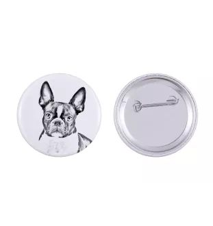 Boston Terrier - Anstecknadel mit Ihrem Hund, fügen Sie Ihr eigenes Foto hinzu, Marke Art-Dog