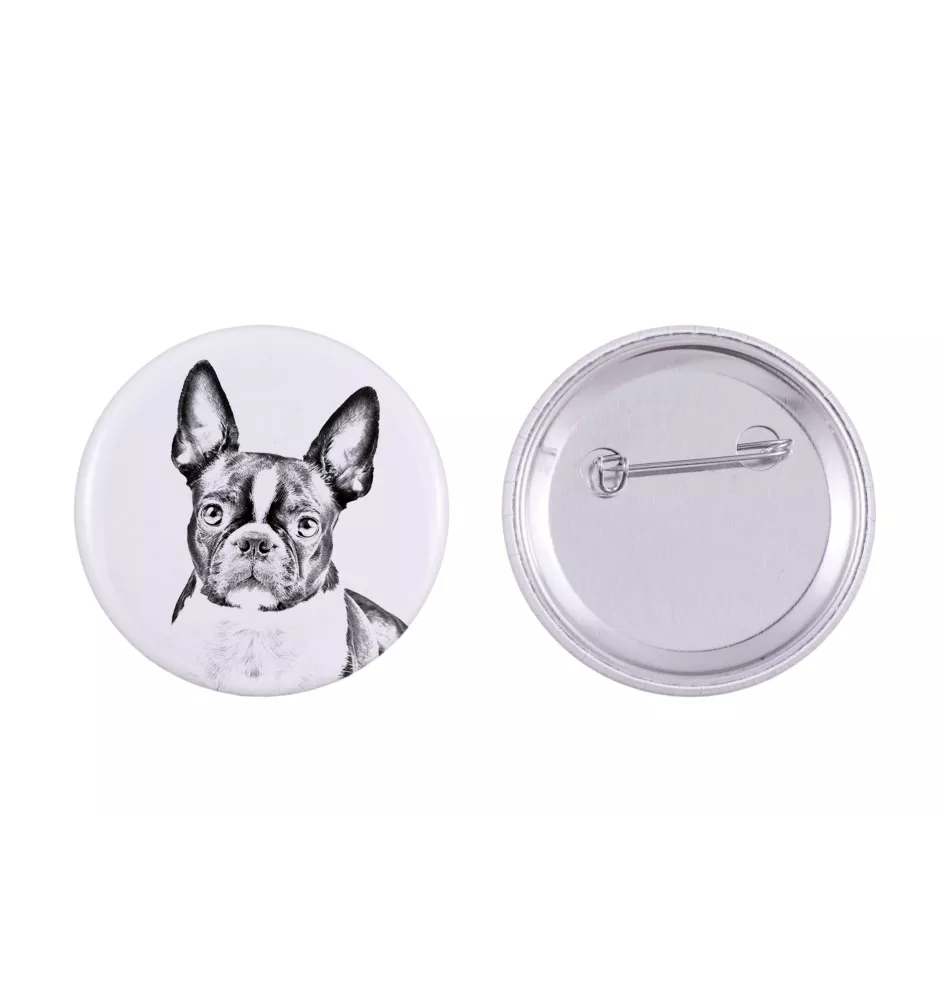 Boston Terrier przypinka z psem duża Art-Dog