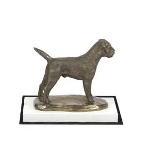 Border Terrier - statuette de chien, figurine sur un socle blanc, trophée pour exposition de chiens de la marque Art-Dog