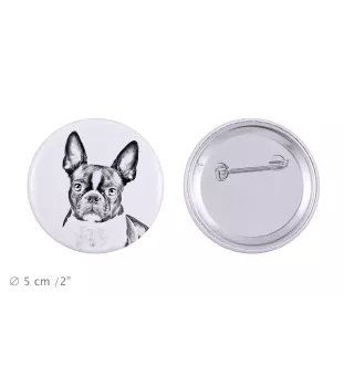 Boston Terrier przypinka z psem duża Art-Dog