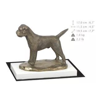 Border Terrier - statuette de chien, figurine sur un socle blanc, trophée pour exposition de chiens de la marque Art-Dog