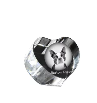 Boston Terrier serce kryształowe z psem Art-Dog