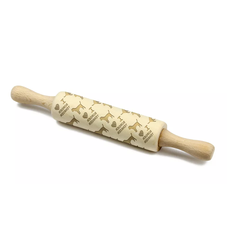 Border Terrier - small rolling pin with a dog, patterned dough roller, gadget for ceramicists from the Art-Dog brand