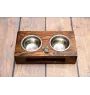 Boston Terrier, American Gentleman - wooden stand with bowls for a dog, steel dog bowls, a gift for adopting a dog from the Art-Dog brand