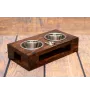 Boston Terrier, American Gentleman - wooden stand with bowls for a dog, steel dog bowls, a gift for adopting a dog from the Art-Dog brand