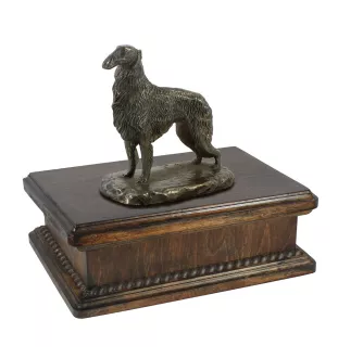 Borzoi, Russian Hunting Sighthound, Russian Wolfhound IV - urn for dog ashes, classic urn with a statuette, elegant urn with a dog by Art-Dog brand