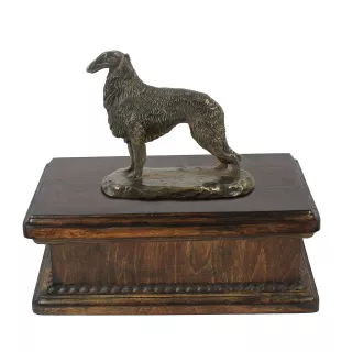 Borzoi, Russian Hunting Sighthound, Russian Wolfhound IV - urn for dog ashes, classic urn with a statuette, elegant urn with a dog by Art-Dog brand