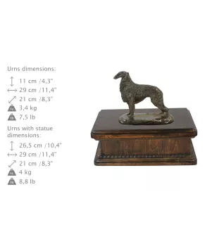 Borzoi, Russian Hunting Sighthound, Russian Wolfhound IV - urn for dog ashes, classic urn with a statuette, elegant urn with a dog by Art-Dog brand