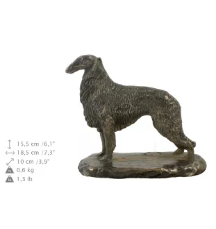 Borzoi, Russian Hunting Sighthound, Russian Wolfhound IV - urn for dog ashes, classic urn with a statuette, elegant urn with a dog by Art-Dog brand