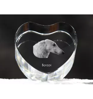 Barzoi, Levrier De Chasse Russe, Lévrier russe - une photo de chien dans un cristal, un cœur en cristal, un cadre photo exceptionnel de la marque Art-Dog