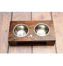 Borzoi, Russian Hunting Sighthound, Russian Wolfhound - wooden stand with bowls for a dog, steel dog bowls, a gift for adopting a dog from the Art-Dog brand