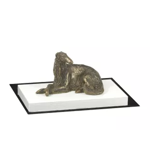 Borzoi, Russian Hunting Sighthound, Russian Wolfhound I - dog figurine, figure on a white base, trophy for Art-Dog dog show exhibition