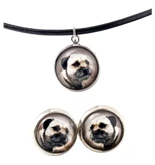 Border Terrier naszyjnik i kolczyki ze zdjęciem Art-Dog
