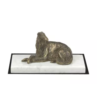Barsoi, Russischer Jagdwindhund, Barzaia I - Hundestatue, Figur auf weißem Marmor, Trophäe für die Art-Dog-Hundeaustellung