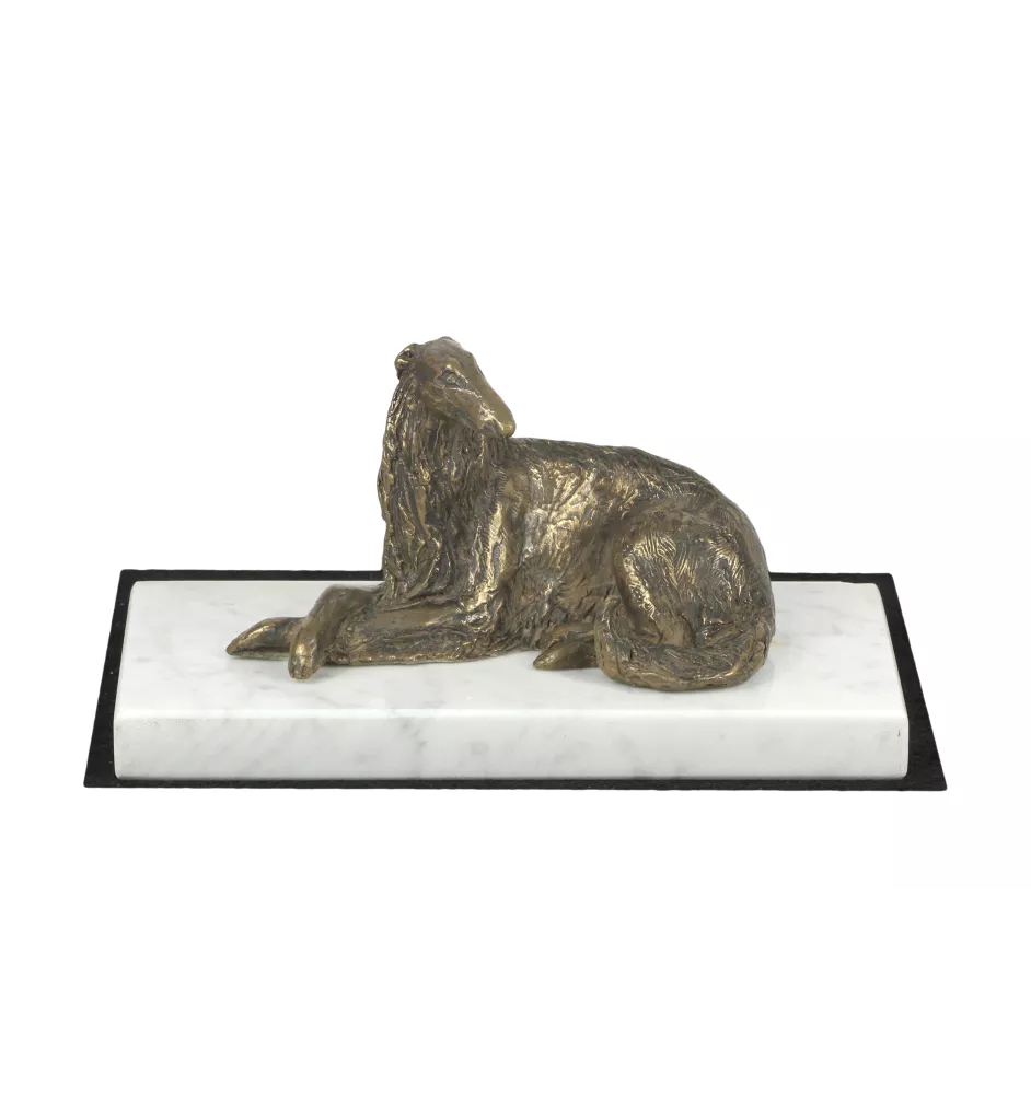 Barsoi, Russischer Jagdwindhund, Barzaia I - Hundestatue, Figur auf weißem Marmor, Trophäe für die Art-Dog-Hundeaustellung
