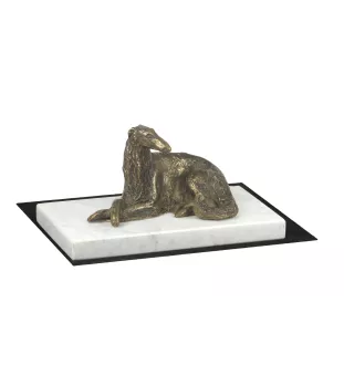 Barzoi, Levrier De Chasse Russe, Lévrier russe I - une statuette de chien, une figurine en marbre blanc, un trophée pour l'exposition de chiens de la marque Art-Dog