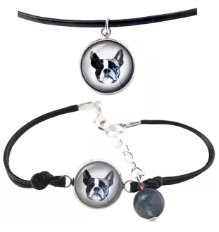 Boston Terrier, American Gentleman - a set of jewelry with your photo, handmade set, bracelet and necklace by Art.-Dog brand