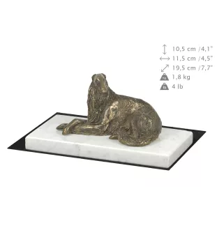 Barzoi, Levrier De Chasse Russe, Lévrier russe I - une statuette de chien, une figurine en marbre blanc, un trophée pour l'exposition de chiens de la marque Art-Dog