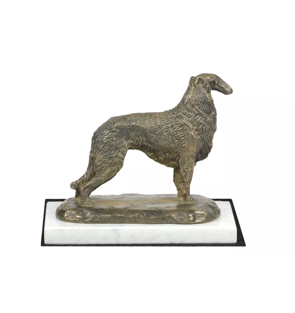 Barzoi, Levrier De Chasse Russe, Lévrier russe IV - une statuette de chien, une figurine en marbre blanc, un trophée pour l'exposition de chiens de la marque Art-Dog