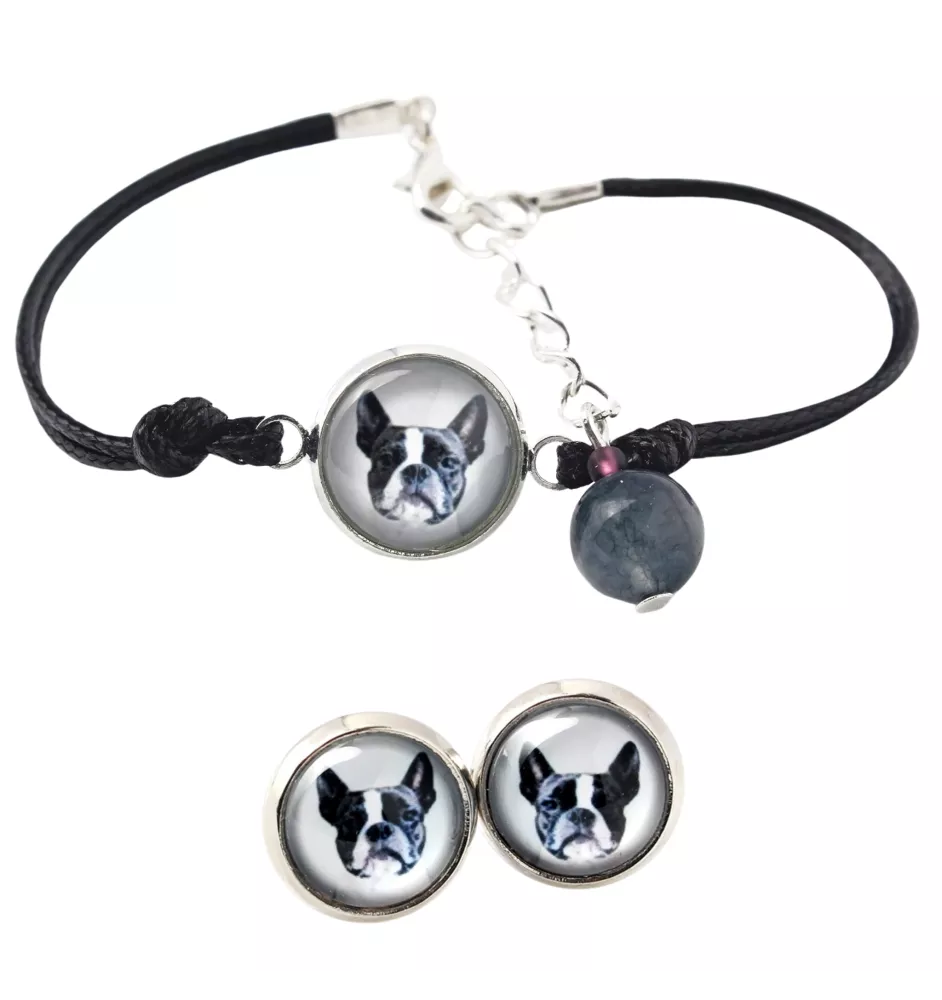 Boston Terrier, American Gentleman - a set of jewelry with your photo, a woman's ornament, handmade item, a product made with passion for creating the Art-Dog brand.