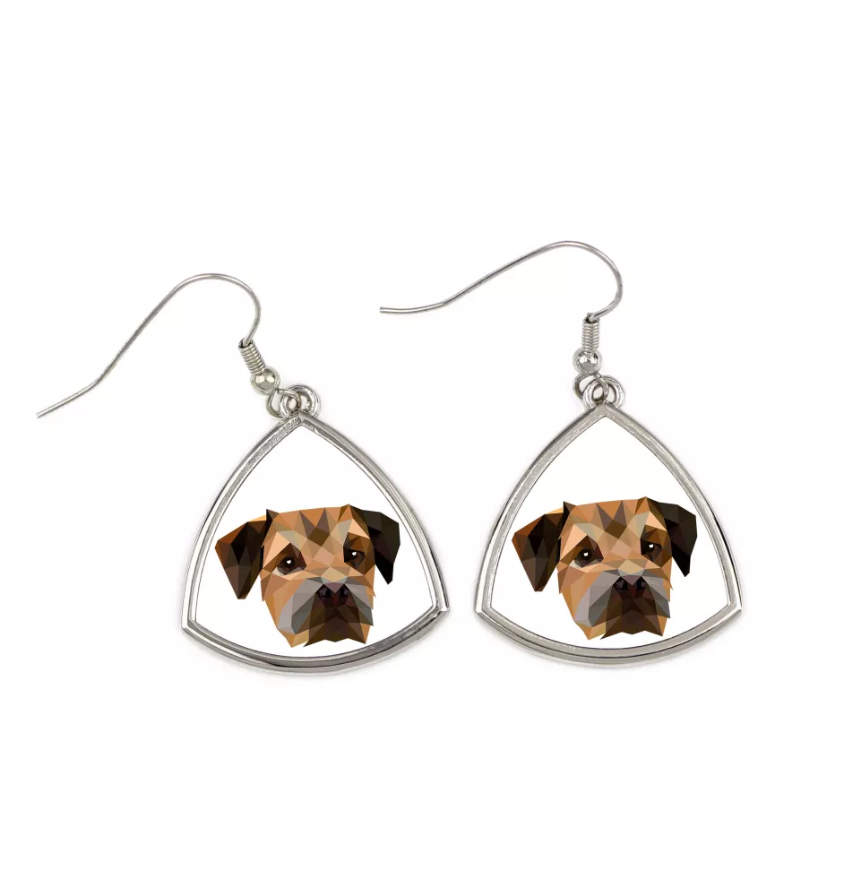 Border Terrier - earrings with a picture and the inscription geometric dog Art-Dog