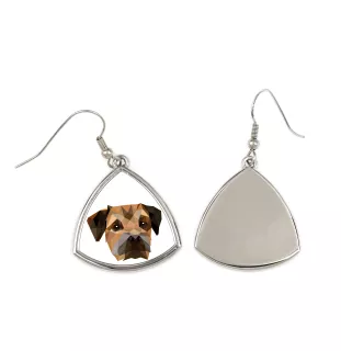Border Terrier - earrings with a picture and the inscription geometric dog Art-Dog