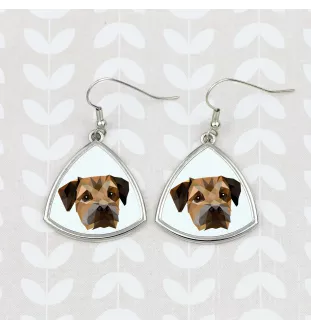 Border Terrier - earrings with a picture and the inscription geometric dog Art-Dog