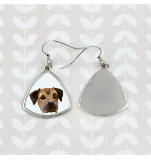 Border Terrier - Ohrringe mit einem Bild und dem Schriftzug "Geometrischer Hund" von Art-Dog