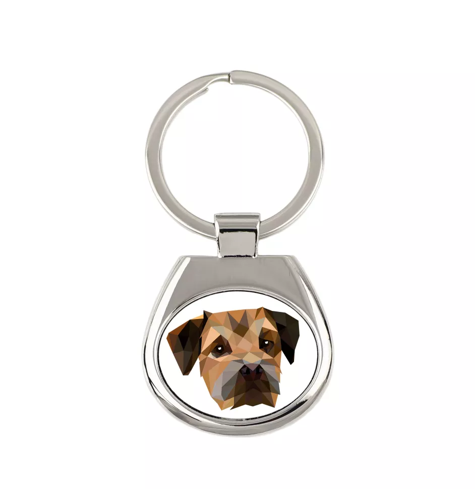 Border Terrier - porte-clés géométrique avec photo et inscription Art-Dog