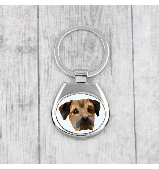 Border Terrier - porte-clés géométrique avec photo et inscription Art-Dog