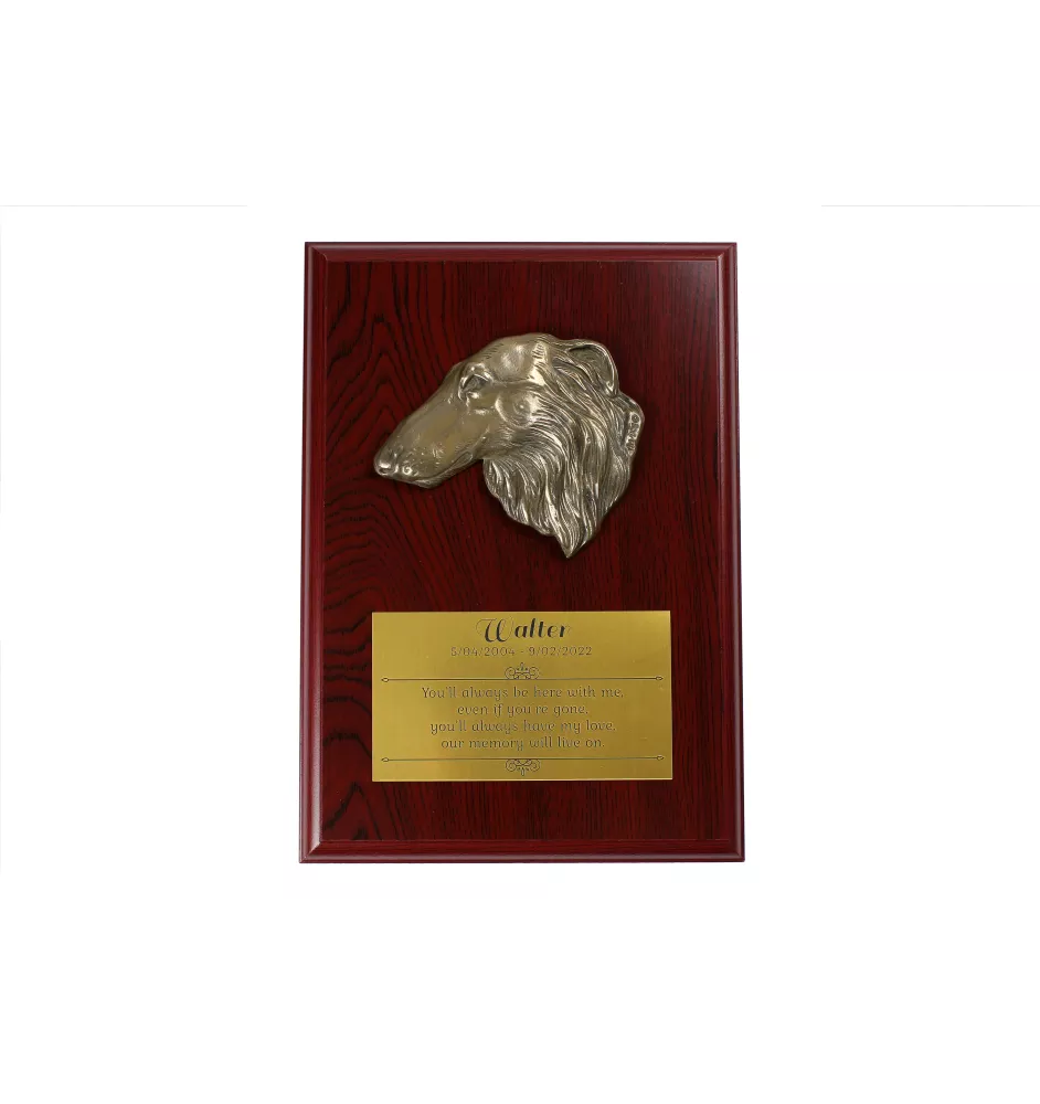 Barsoi, Russischer Jagdwindhund, Barzaia - Flachrelief eines Hundes, kleiner Dekor, realistische Plakette mit Hund von der Marke Art-Dog