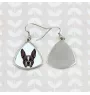 Boston Terrier, American Gentleman - earrings with a picture and the inscription geometric dog Art-Dog