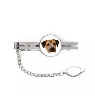 Border Terrier - geometric tie clip with a picture and inscription from Art-Dog
