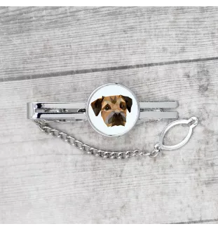 Border Terrier - épingle de cravate géométrique avec photo et inscription Art-Dog