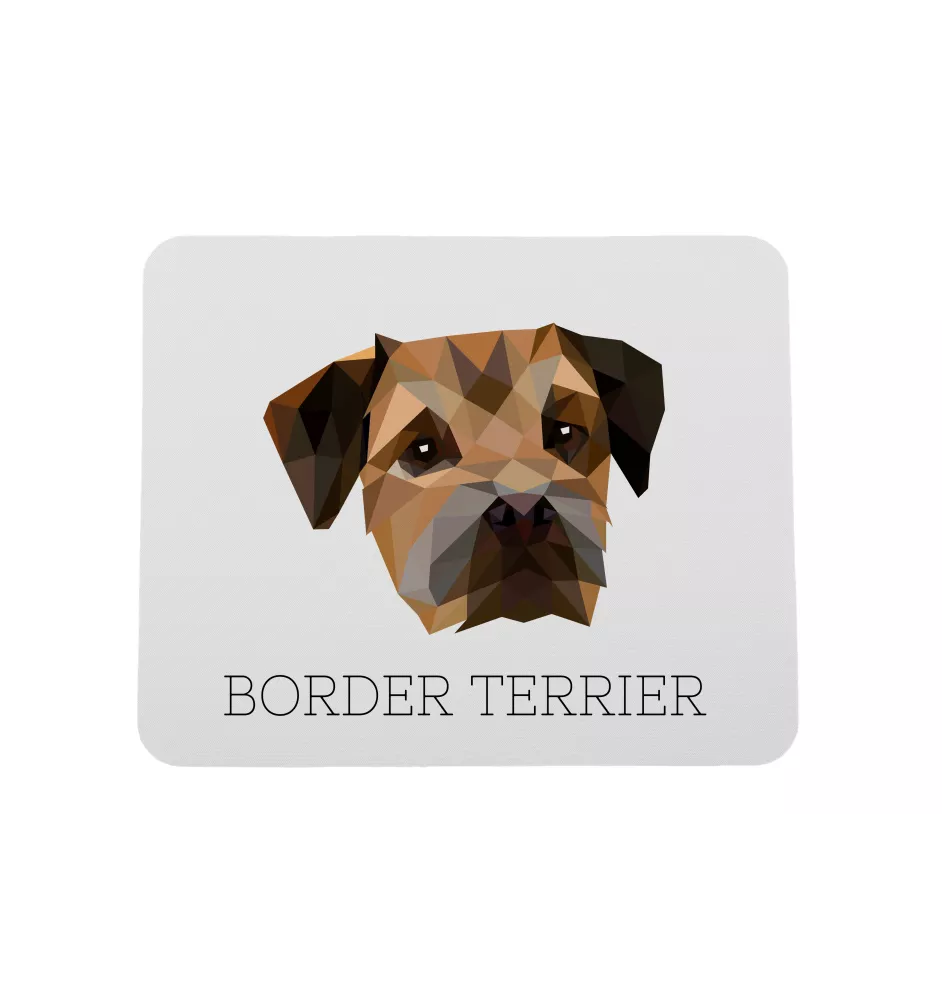 Border Terrier - geometrisches Mauspad mit Bild und Aufschrift von Art-Dog