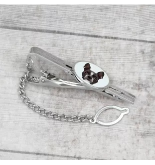 Boston Terrier - geometrische Krawattennadel mit Bild und Schriftzug von Art-Dog