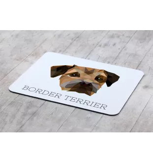 Border Terrier - geometrisches Mauspad mit Bild und Aufschrift von Art-Dog