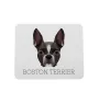 Boston Terrier - geometrisches Mauspad mit Bild und Aufschrift von Art-Dog