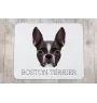 Terrier de Boston, Boston Terrier - tapis de souris géométrique avec photo et inscription Art-Dog