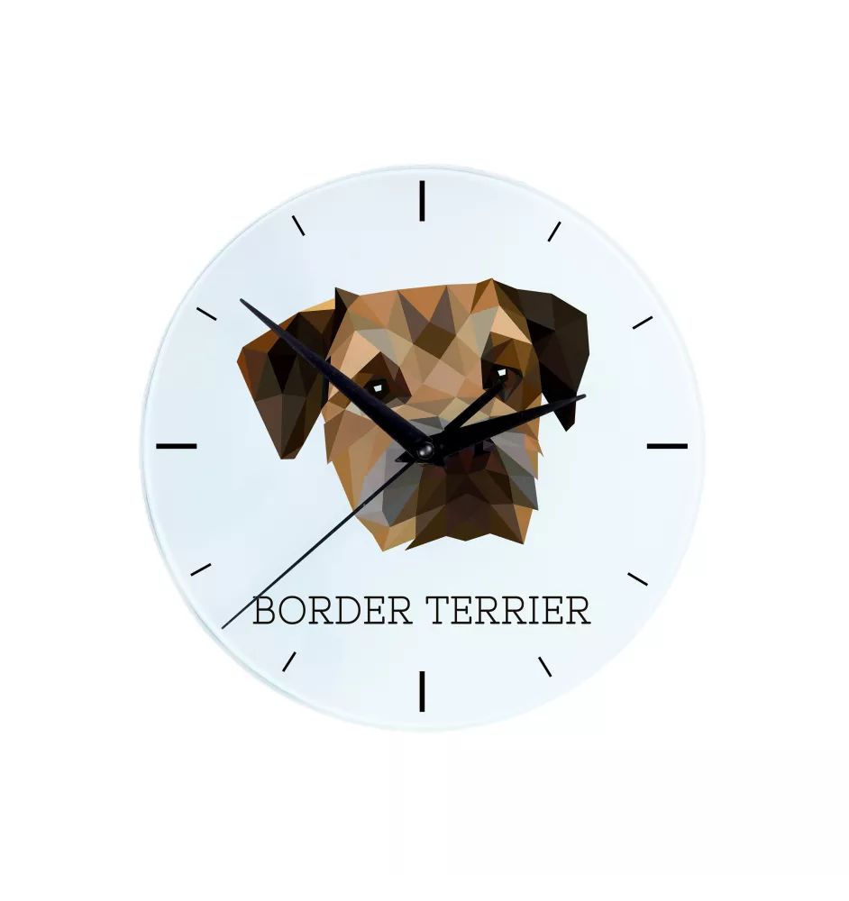 Border Terrier - geometric wall clock with a picture and the brand name Art-Dog