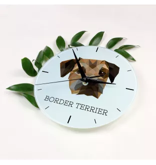 Border Terrier - geometric wall clock with a picture and the brand name Art-Dog
