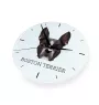 Boston Terrier, American Gentleman - geometric wall clock with a picture and the brand name Art-Dog